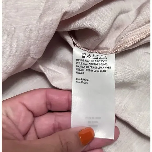 Me Jennie Garth Ruffle Neckline-Shell Pink Peasant Blouse Sz M Romantic Boho - Picture 11 of 11